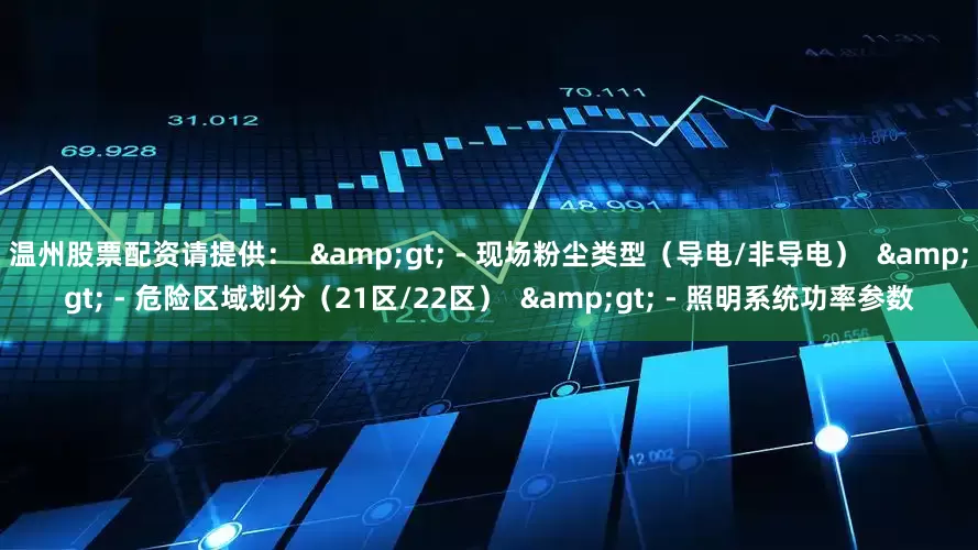 温州股票配资请提供：  &gt; - 现场粉尘类型（导电/非导电）  &gt; - 危险区域划分（21区/22区）  &gt; - 照明系统功率参数
