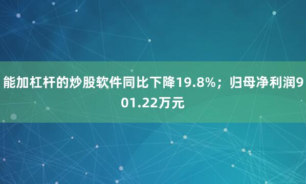 能加杠杆的炒股软件同比下降19.8%；归母净利润901.22万元